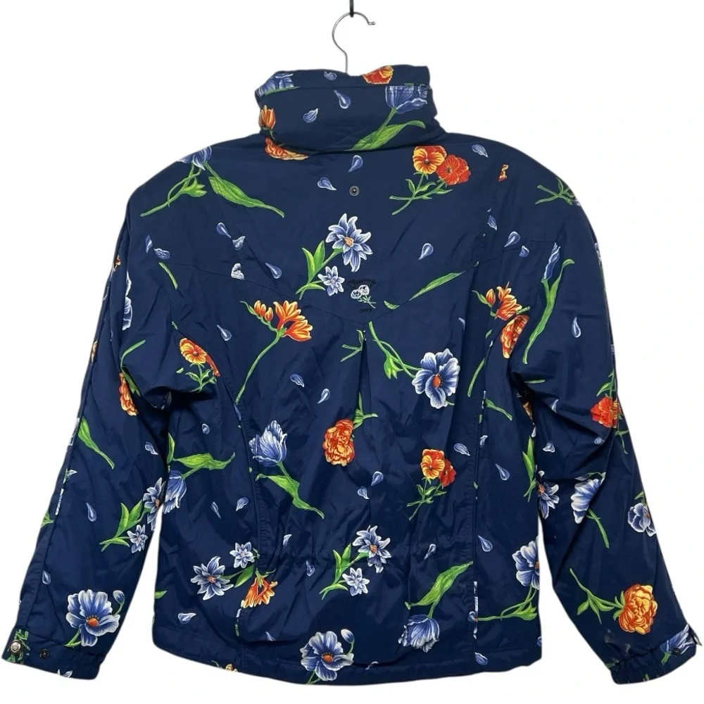 Obermeyer Iris Blue Floral Zip Front Insulated Ski Snowboard Hood Coat Women 12 - Picture 9 of 16